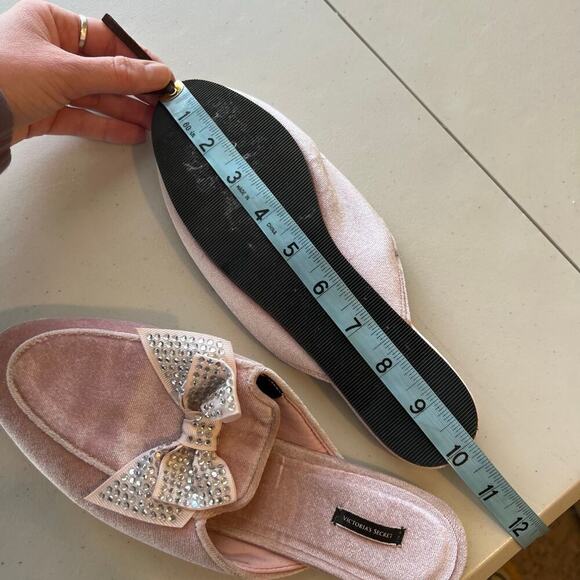 VS Y2K Pink Velour Velvet Bow Sequin Embellished Almond Toe Mules - 7 - Picture 3 of 10